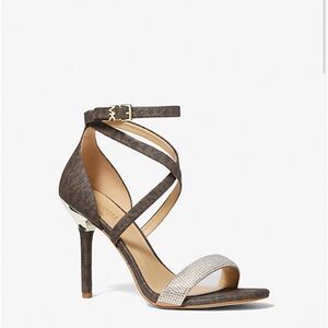Micheal Kors heels Astrid embellished signature logo heel sandal